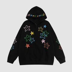 Street Chic Vintage Star Embroidered Hoodie