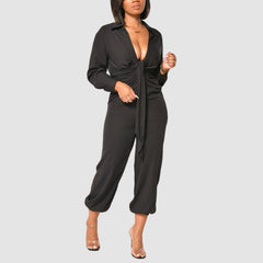 V Neck Tie UP Jumpsuits