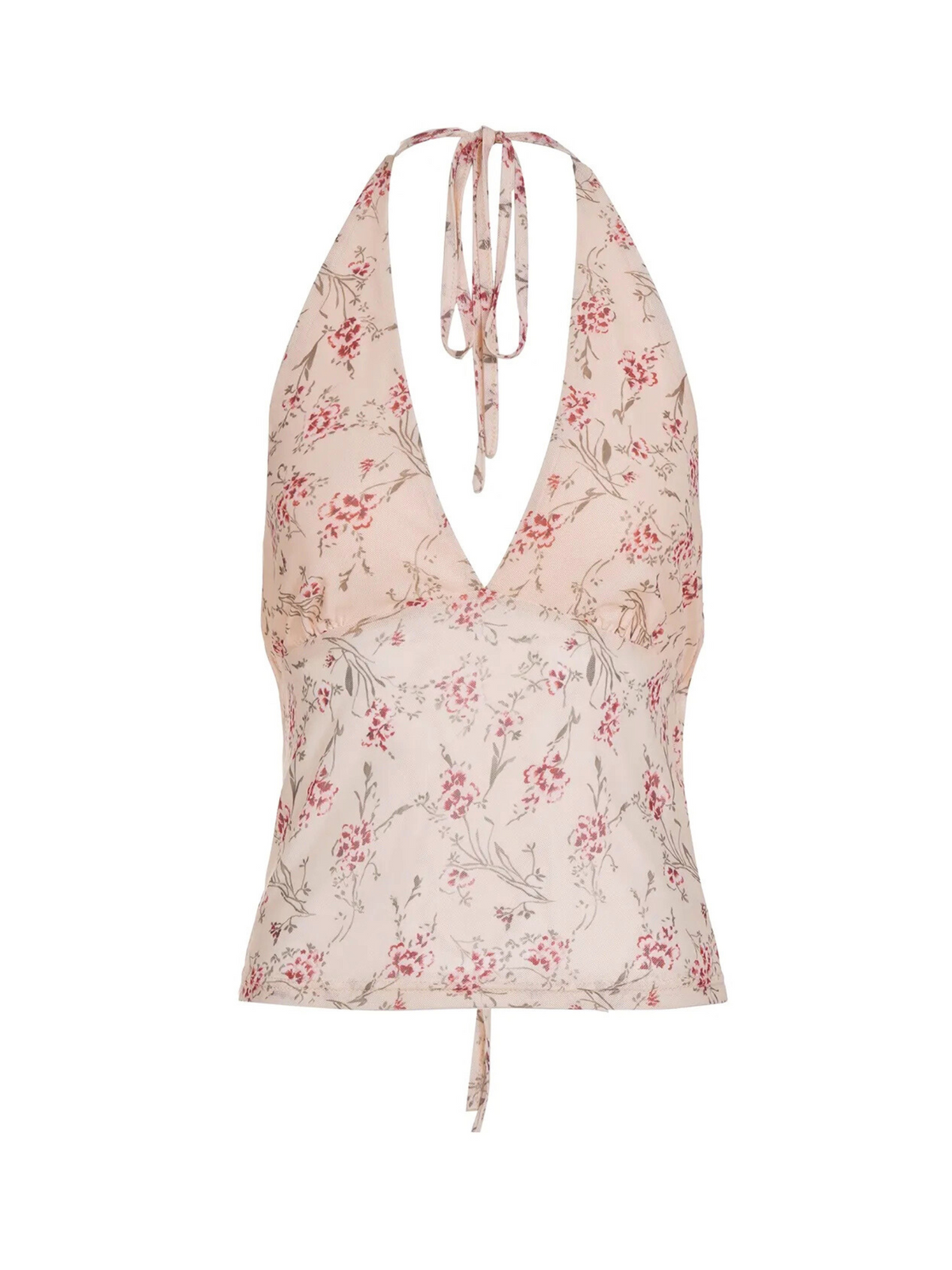 Pamela Floral Mesh Backless Top