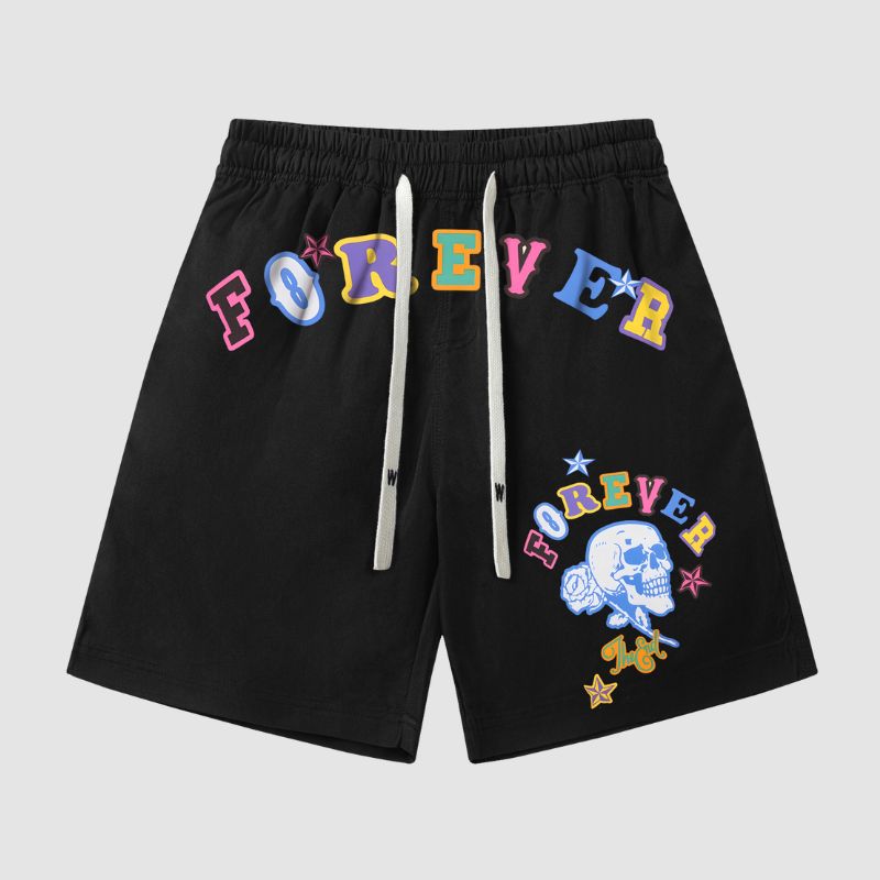 Hollow Head Letter Print Shorts