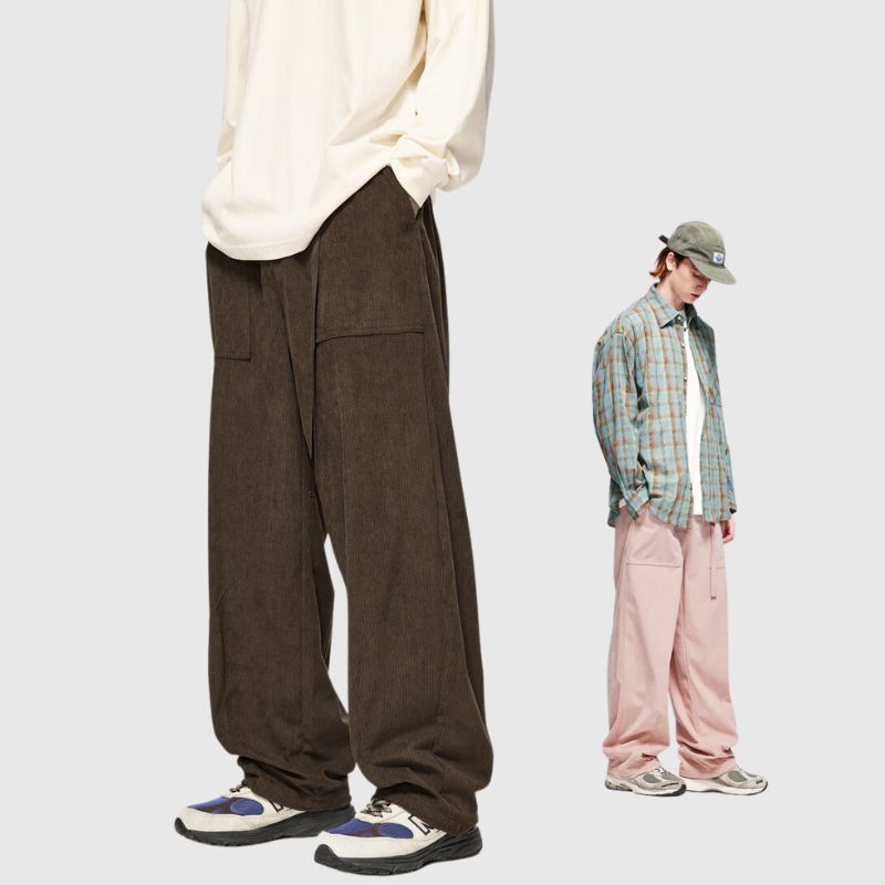 Adjustable Headlamp Corduroy Wide Leg Pants