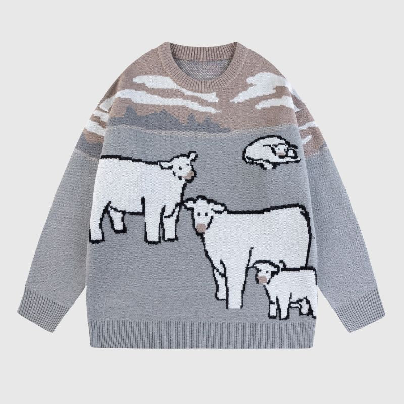 Vintage Cow Cartoon Sweater