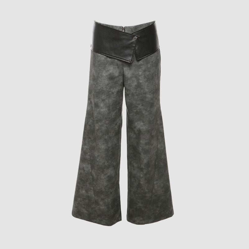 Sfumato Pattern Design Suede Wide Leg Pants