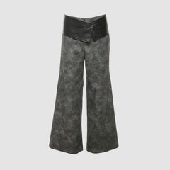 Sfumato Pattern Design Suede Wide Leg Pants