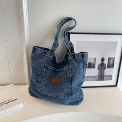 Washed Denim Shoulder Bag