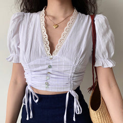 Antique Finds Lace Drawstring Shirt