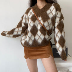 Aubrey Argyle Fuzzy Pullover