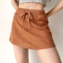 Waffle Drawstring Skirt