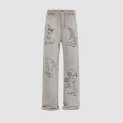 Artistic Printed Design Jeans