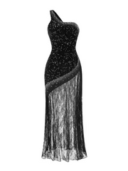 Nola Sequin One Shoulder Lace Dress