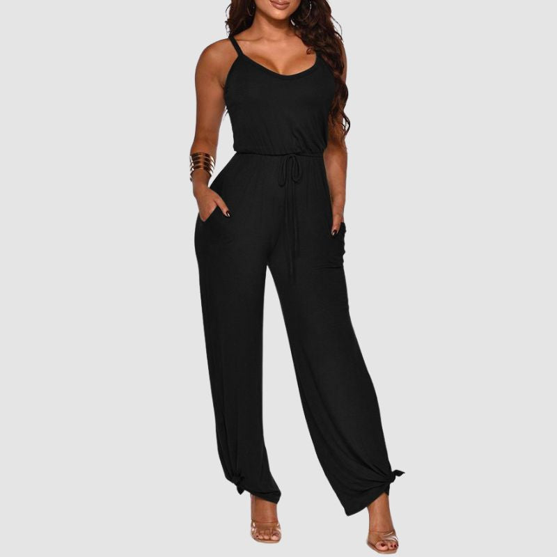 Spaghetti Strap Drawstring Jumpsuits