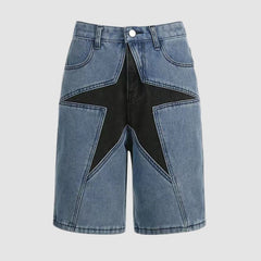 Contrast Star Patch Jorts