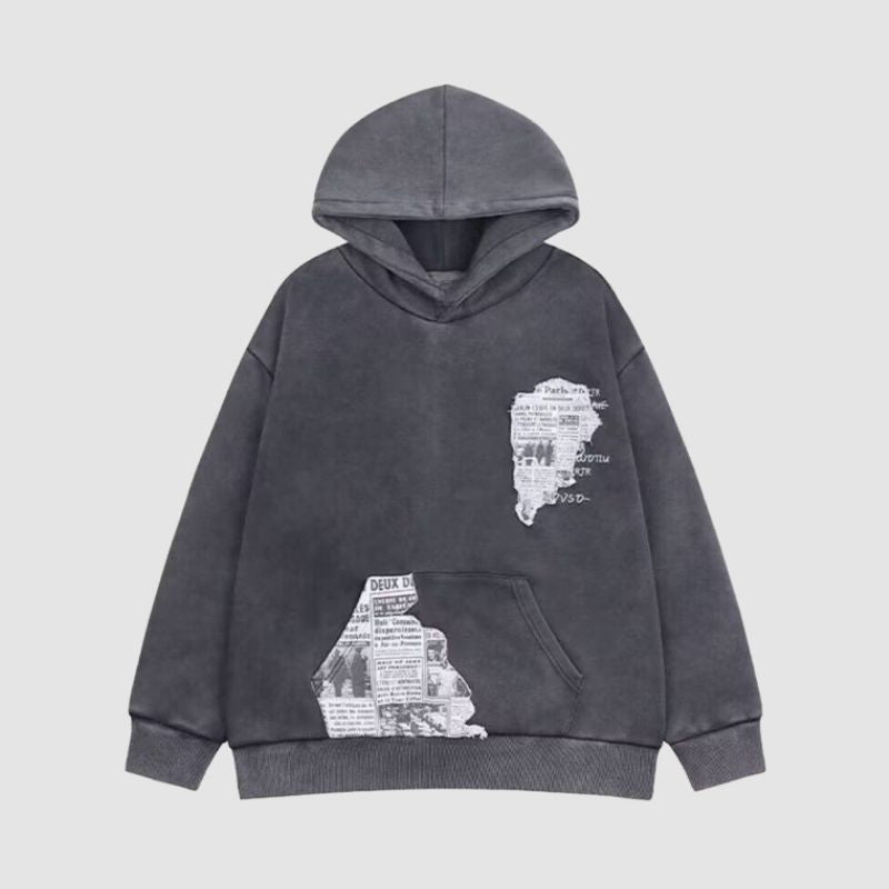 Vintage Patchwork Fleece Hoodie