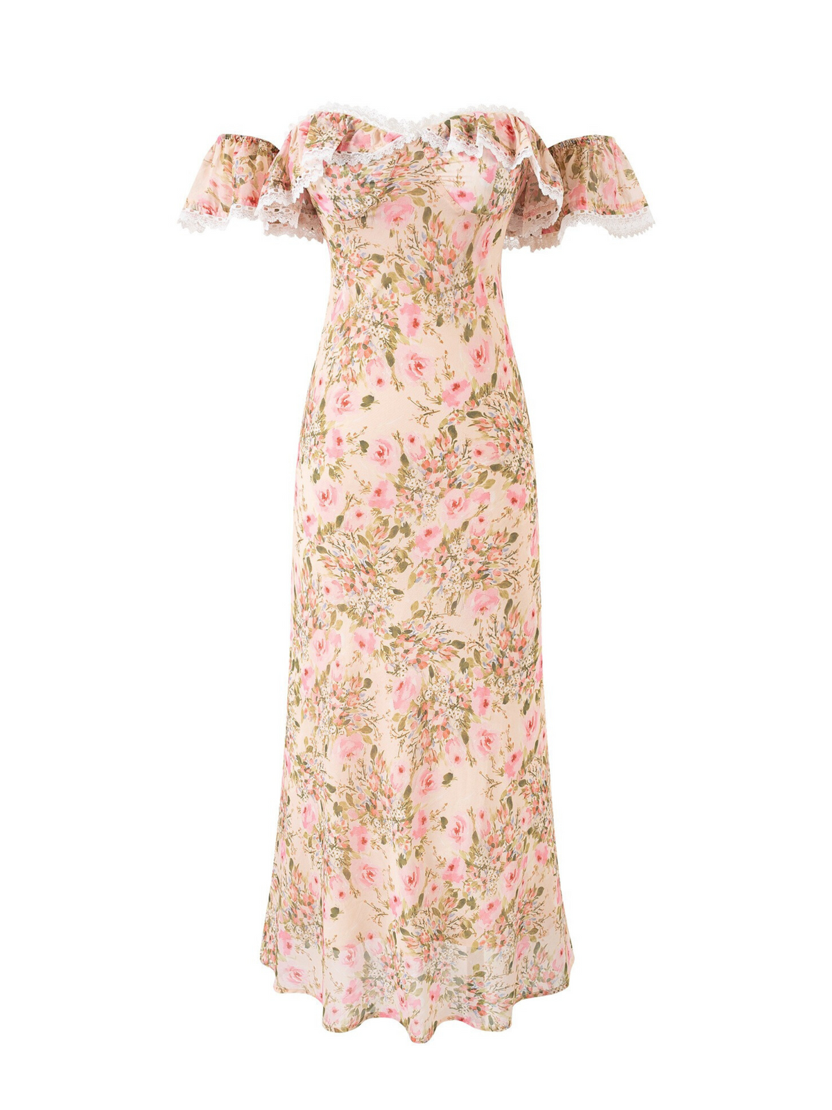 Grecia Off Shoulder Floral Midi Dress