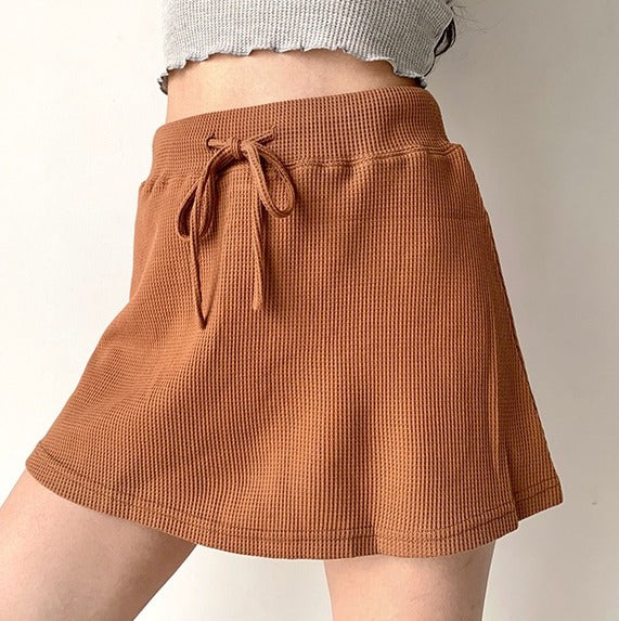 Waffle Drawstring Skirt