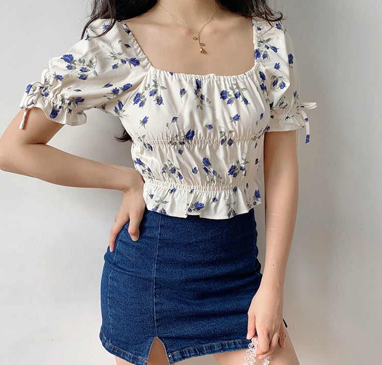 Juliet Floral Square Collar Top