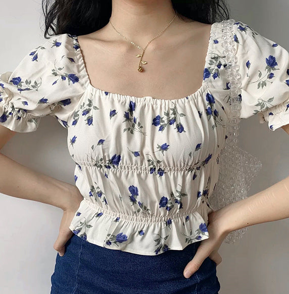 Juliet Floral Square Collar Top