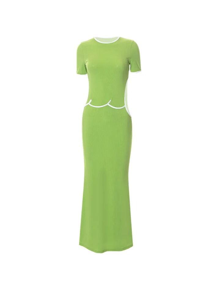 Contrast Color Cutout Dress