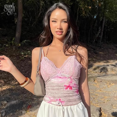 Seline Pink Lace & Leopard Floral Camisole