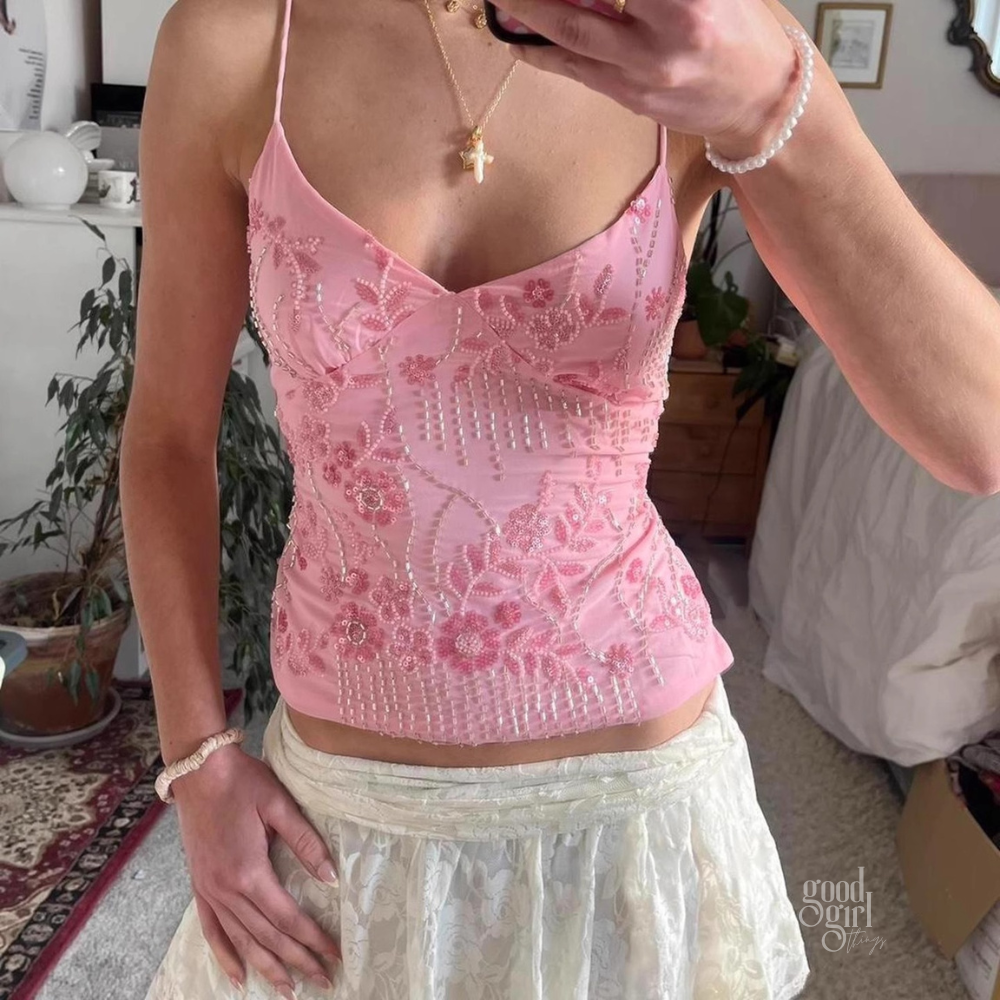 Kye Strappy Backless Sequin Top