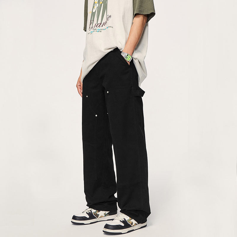 Wide Leg Solid Color Cargo Pants