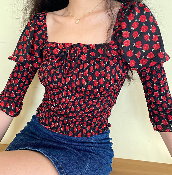 Rose Capsule Ruffled Top