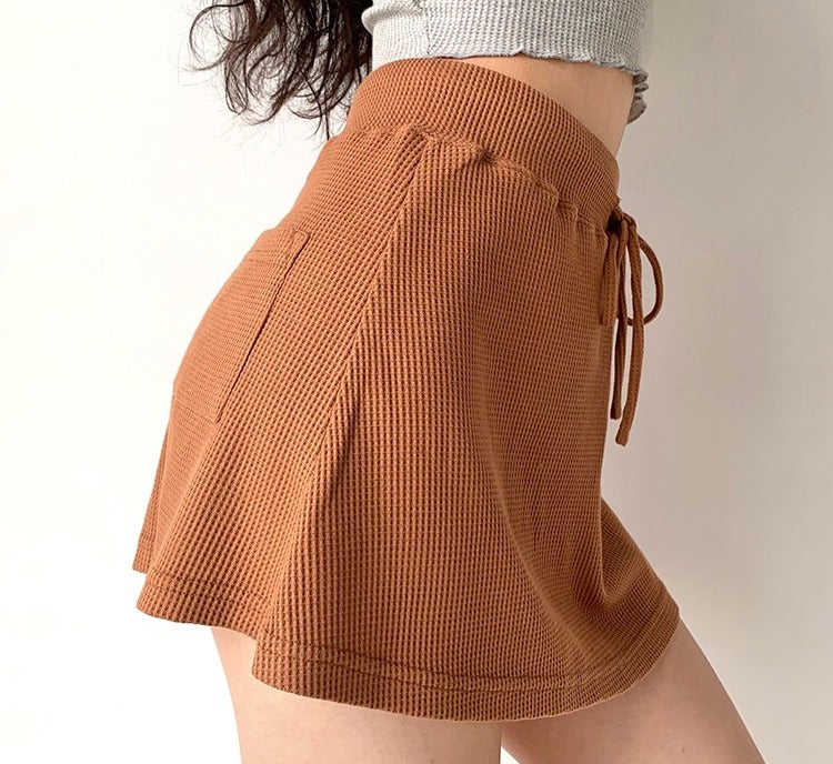 Waffle Drawstring Skirt