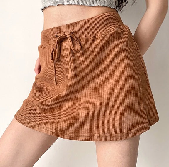 Waffle Drawstring Skirt