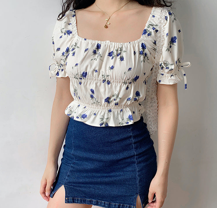 Juliet Floral Square Collar Top