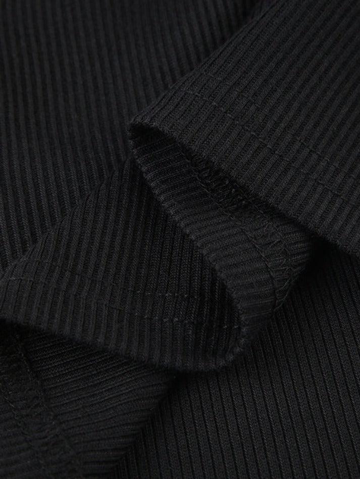 Solid Notch Neck Slim Long Sleeve Knit