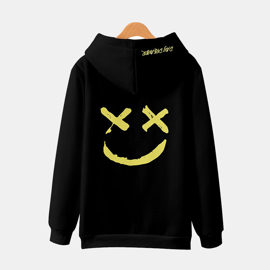 Funny Emojis Back Print Loose Pullover Hoodies