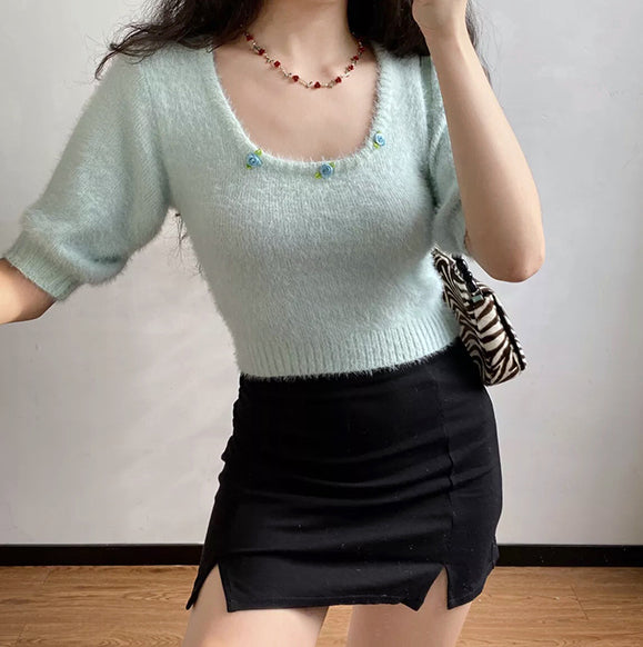 Daphne Rosette Pullover Sweater