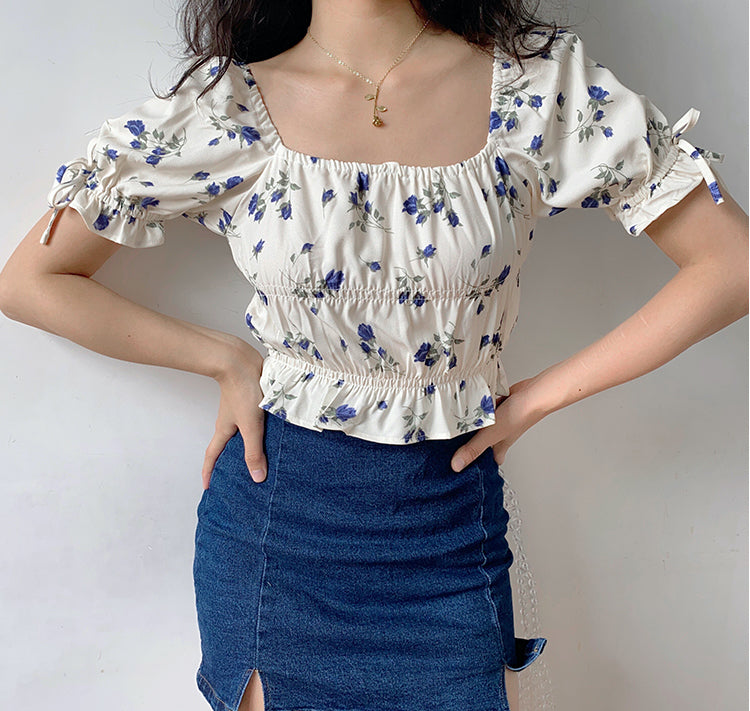 Juliet Floral Square Collar Top