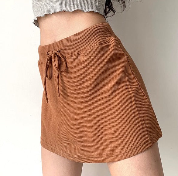 Waffle Drawstring Skirt