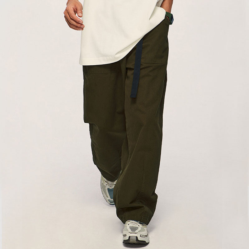 Japanese Style Solid Color Wide Leg Cargo Pants