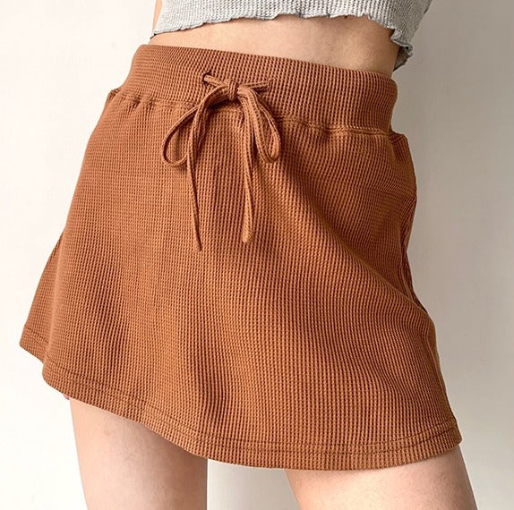 Waffle Drawstring Skirt