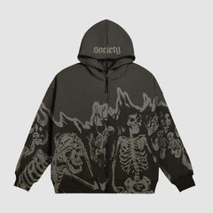 Retro Skull Zip Hoodie