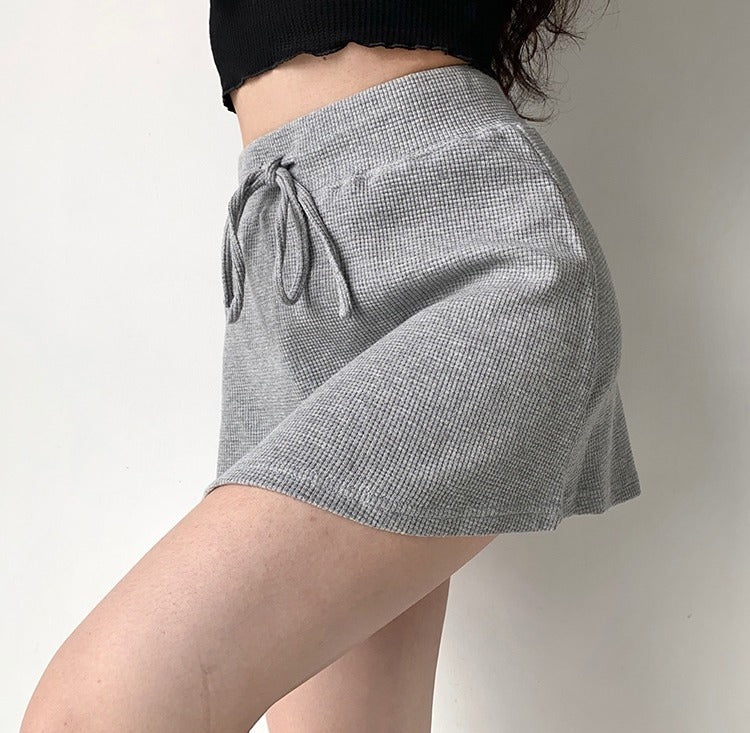 Waffle Drawstring Skirt