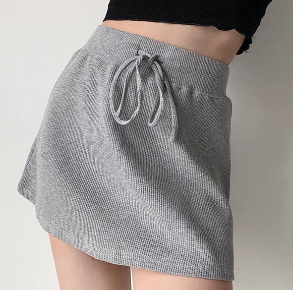 Waffle Drawstring Skirt