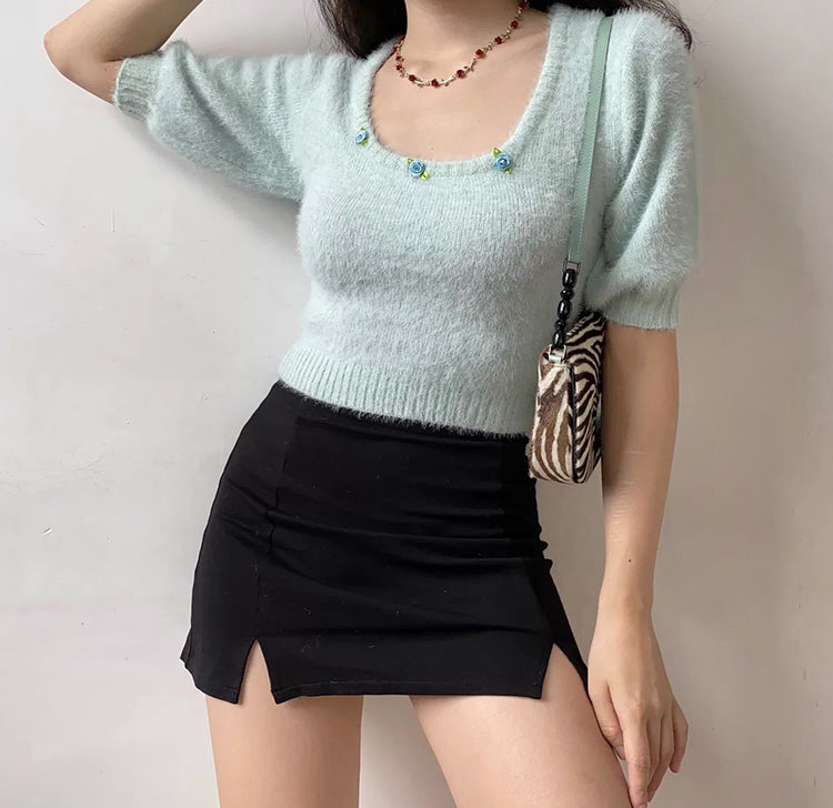 Daphne Rosette Pullover Sweater