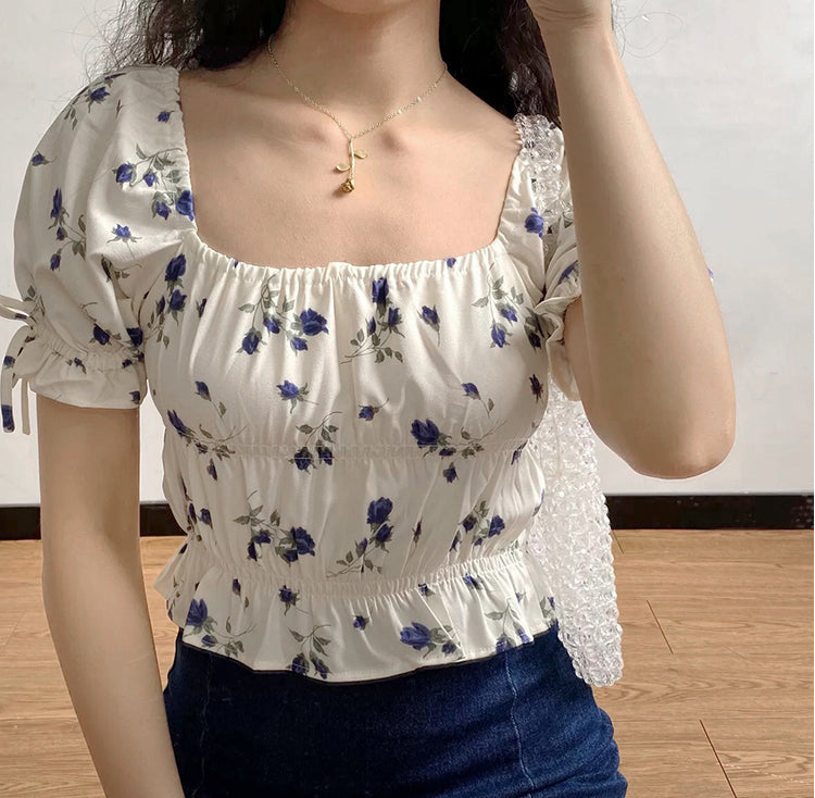 Juliet Floral Square Collar Top