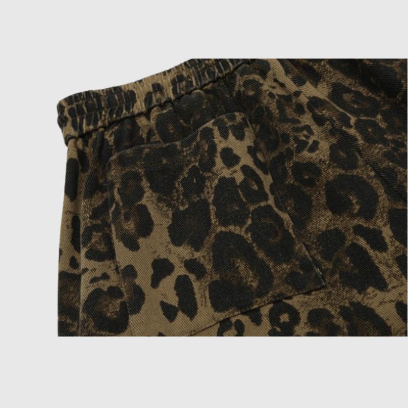 Leopard Print Drawstring Shorts