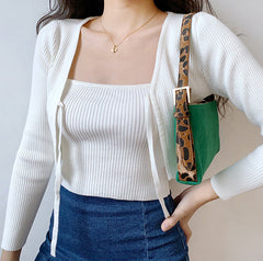 Ribbed Cardi-Cami Set