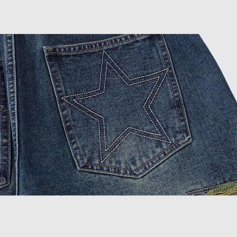 Star Patch Denim Shorts