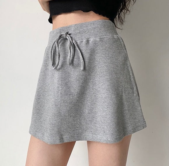 Waffle Drawstring Skirt