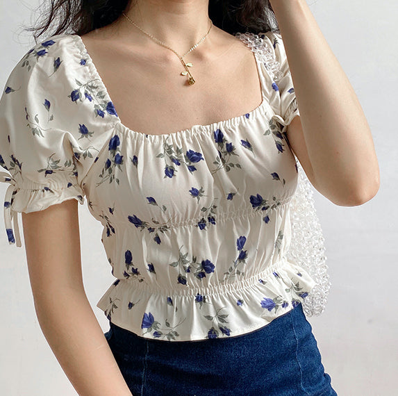 Juliet Floral Square Collar Top