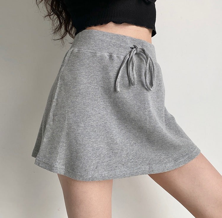 Waffle Drawstring Skirt