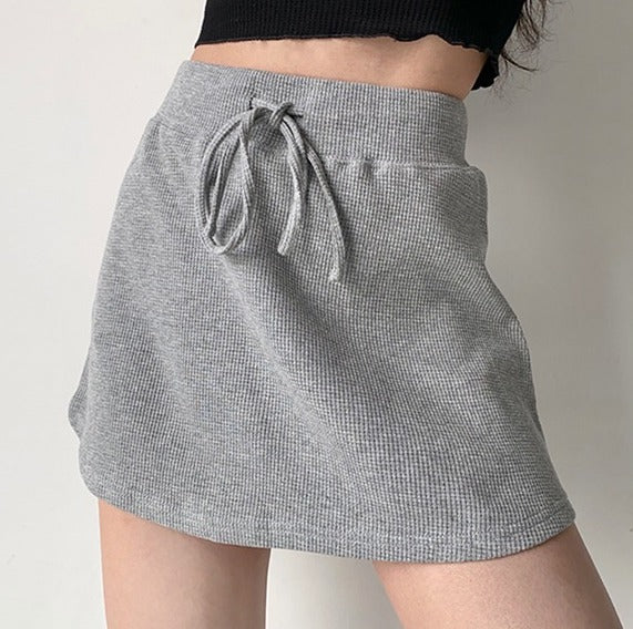 Waffle Drawstring Skirt