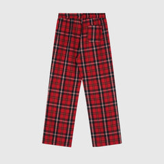 Drawstring Plaid Casual Pants