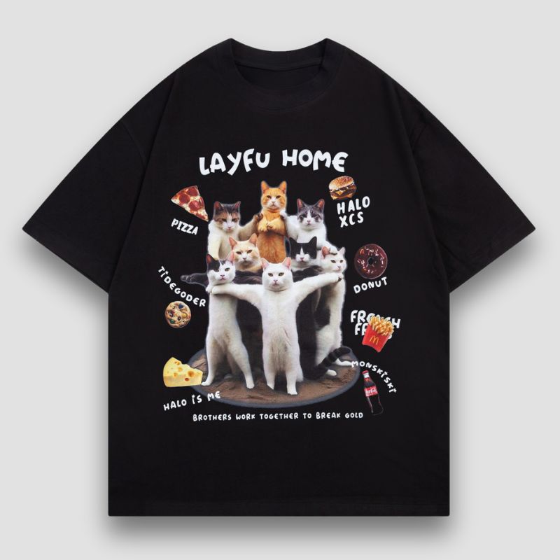 Creative Spoof Cat Print T-shirt